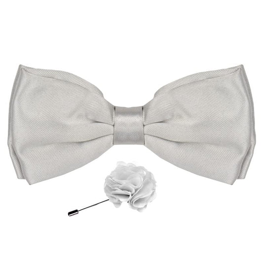 AXLON Premium Micro Fabric Bow Tie Pre Tied Bowtie For Men With Flower Brooch Pin (Free Size)
