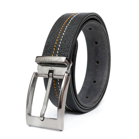 Rizoro Mens Man Genuine Leather Belt For Men Formal Belts With Gift Box (16 Patterns) (Black & Brown, Adjustable Length - Waist 40")
