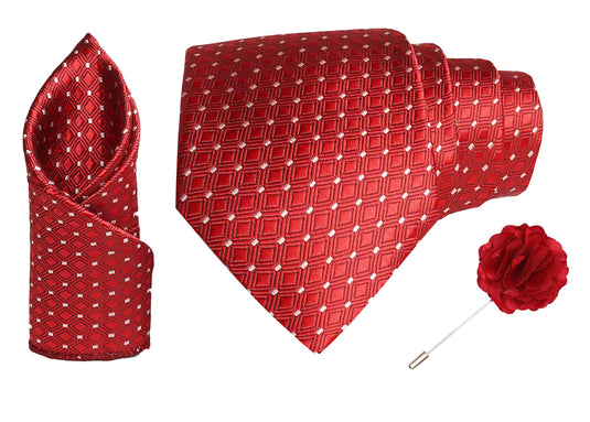 RIZORO Men Paisley Micro Fibre Necktie Gift Set With Pocket Square & Brooch Pin Formal Tie (Blue AMBI5BLRS Free Size)