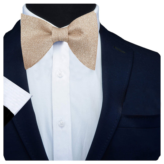 RIZORO Mens Oversize Butterfly Pretied Suede Sparkle Adjustablke Bow Tie For Men (Shimmer-Rose Gold)