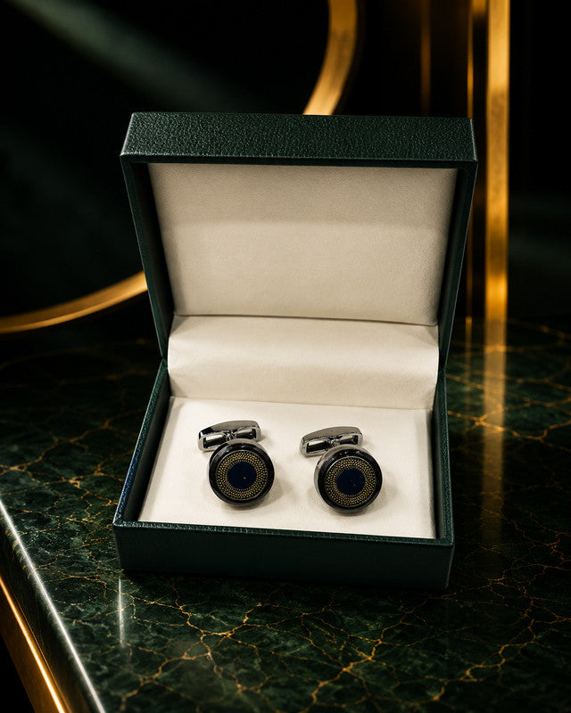 Axlon premium men's metal cufflink set with polished finish for formal shirts, business suits, weddings, parties, and special occasions.