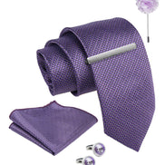 Axlon Tie Set for Men -  Soft Lavender, Dotted | Necktie Gift Box with Cufflinks, Pocket Square & Lapel Pin