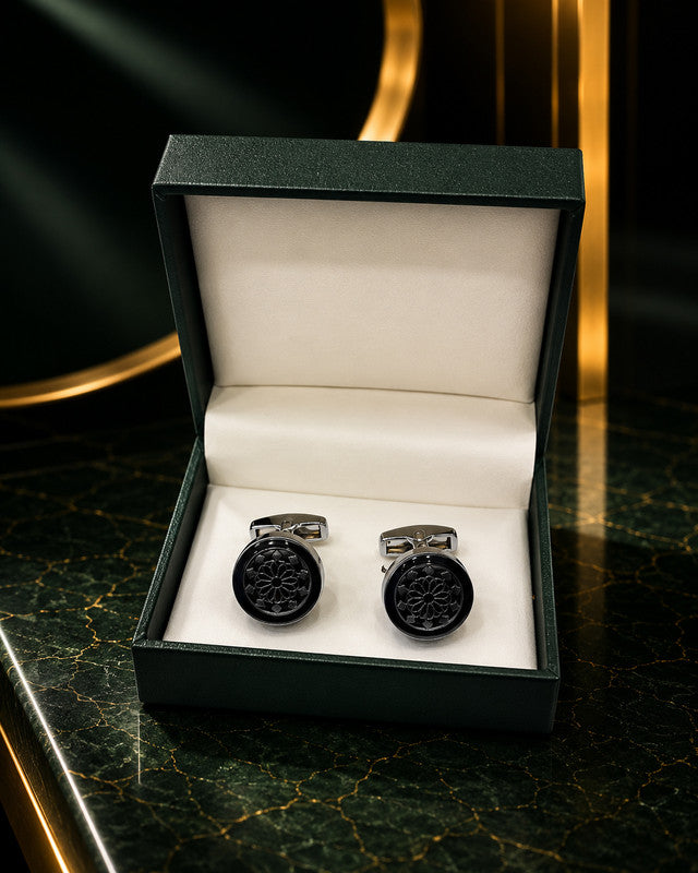 Axlon premium men's metal cufflink set with polished finish for formal shirts, business suits, weddings, parties, and special occasions.