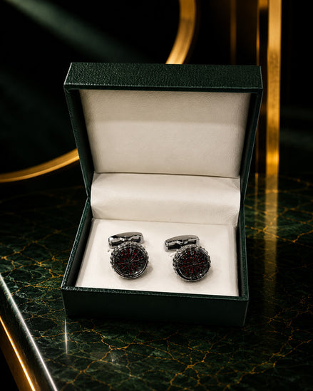 Axlon premium men's metal cufflink set with polished finish for formal shirts, business suits, weddings, parties, and special occasions.