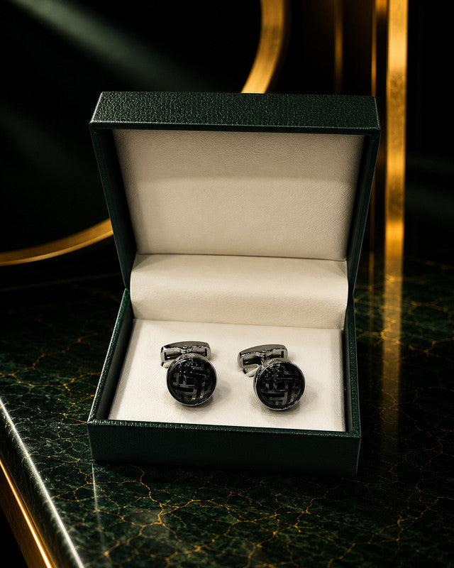 Axlon premium men's metal cufflink set with polished finish for formal shirts, business suits, weddings, parties, and special occasions.
