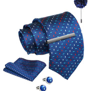 Axlon Tie Set for Men - Deep Navy Blue, dotted | Necktie Gift Box with Cufflinks, Pocket Square & Lapel Pin