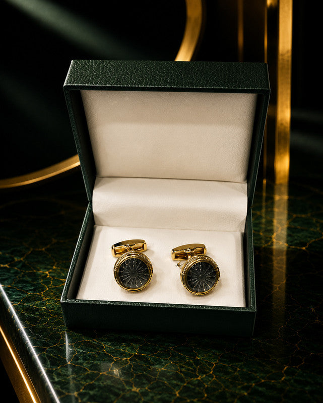 Axlon premium men's metal cufflink set with polished finish for formal shirts, business suits, weddings, parties, and special occasions.