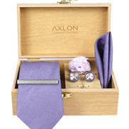 Axlon Tie Set for Men - Royal Purple, paisley | Necktie Gift Box with Cufflinks, Pocket Square & Lapel Pin