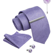Axlon Tie Set for Men - Royal Purple, paisley | Necktie Gift Box with Cufflinks, Pocket Square & Lapel Pin