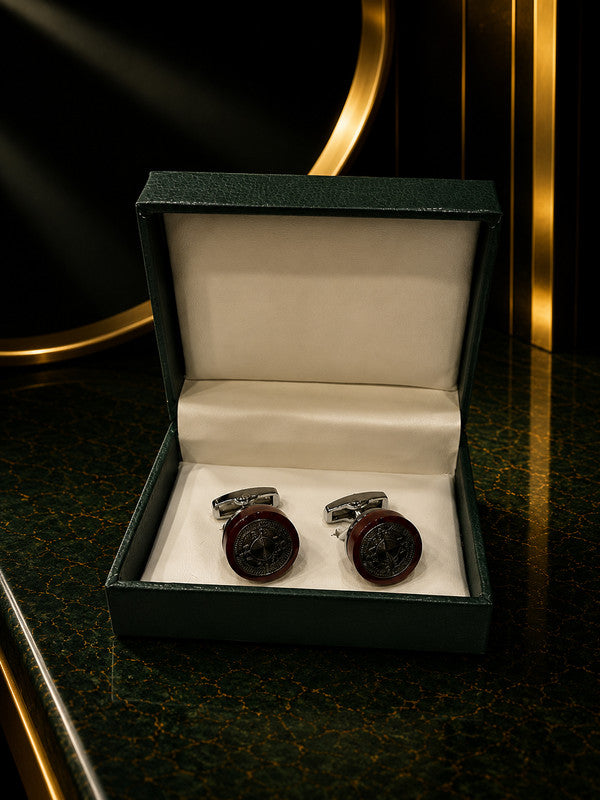 Axlon premium men's metal cufflink set with polished finish for formal shirts, business suits, weddings, parties, and special occasions.