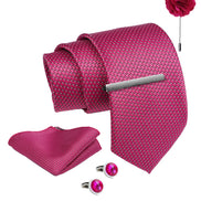 Axlon Tie Set for Men - Baby Pink, Dotted | Necktie Gift Box with Cufflinks, Pocket Square & Lapel Pin