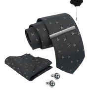 Axlon Tie Set for Men - Classic Black, Dotted | Necktie Gift Box with Cufflinks, Pocket Square & Lapel Pin