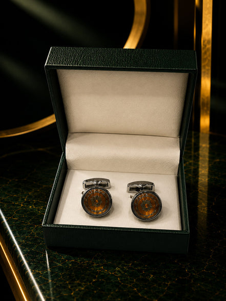 Axlon premium men's metal cufflink set with polished finish for formal shirts, business suits, weddings, parties, and special occasions.