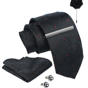 Axlon Tie Set for Men - Classic Black, Paisley | Necktie Gift Box with Cufflinks, Pocket Square & Lapel Pin
