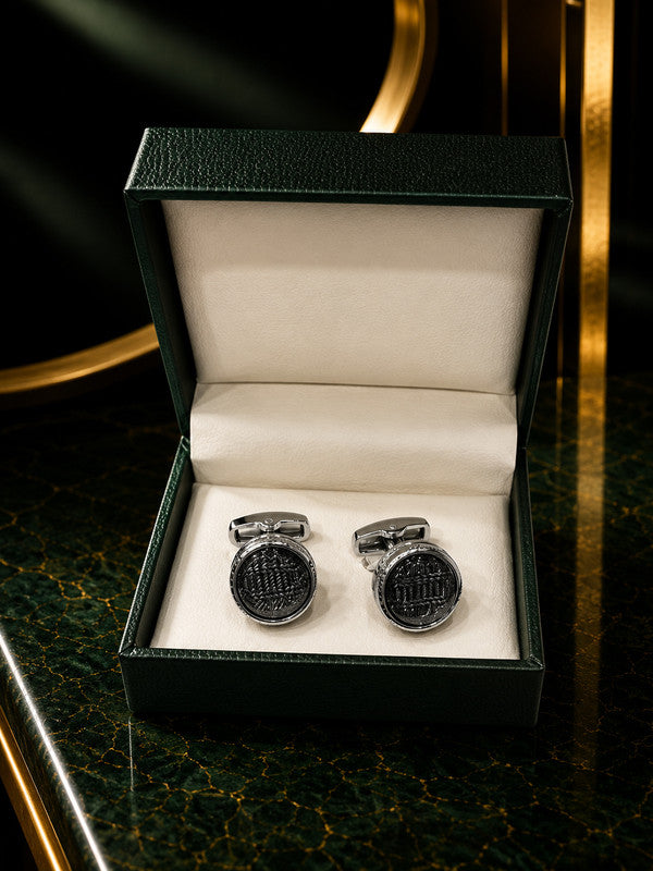 Axlon premium men's metal cufflink set with polished finish for formal shirts, business suits, weddings, parties, and special occasions.