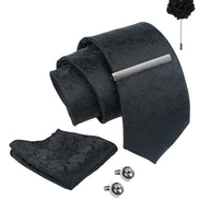 Axlon Tie Set for Men - Classic Black, Paisley | Necktie Gift Box with Cufflinks, Pocket Square & Lapel Pin