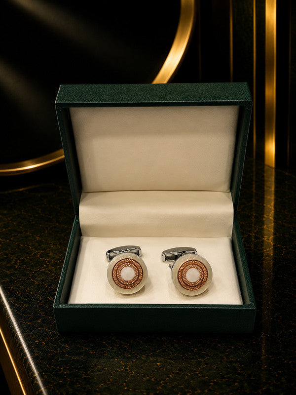 Axlon premium men's metal cufflink set with polished finish for formal shirts, business suits, weddings, parties, and special occasions.