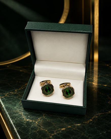 Axlon premium men's metal cufflink set with polished finish for formal shirts, business suits, weddings, parties, and special occasions.