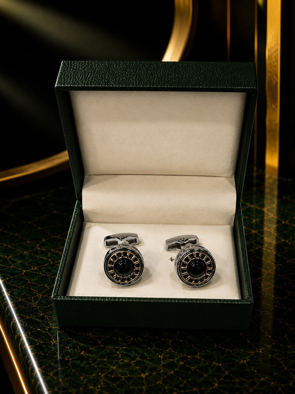 Axlon premium men's metal cufflink set with polished finish for formal shirts, business suits, weddings, parties, and special occasions.