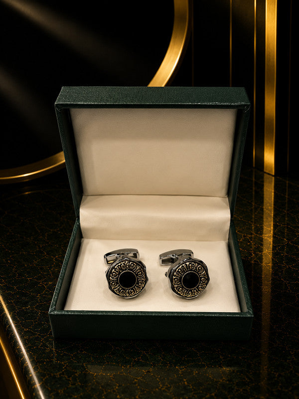 Axlon premium men's metal cufflink set with polished finish for formal shirts, business suits, weddings, parties, and special occasions.