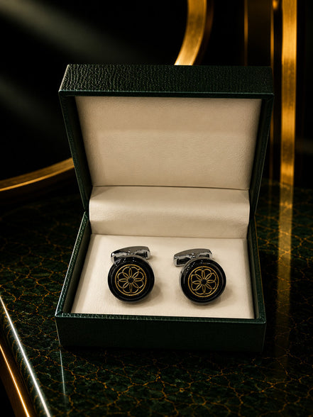 Axlon premium men's metal cufflink set with polished finish for formal shirts, business suits, weddings, parties, and special occasions.