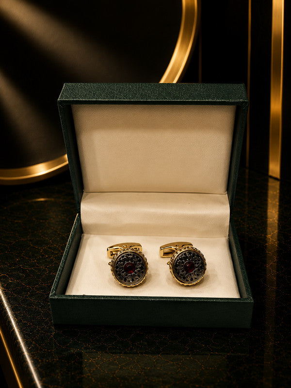 Axlon premium men's metal cufflink set with polished finish for formal shirts, business suits, weddings, parties, and special occasions.