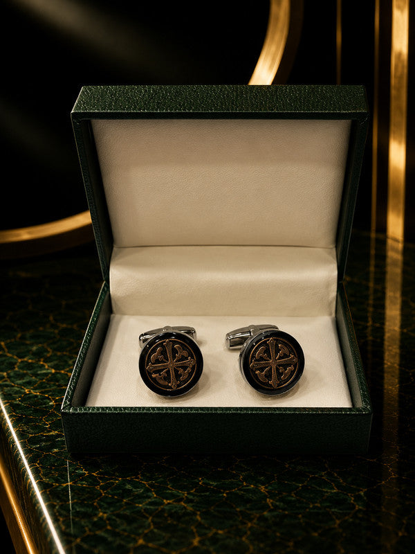 Axlon premium men's metal cufflink set with polished finish for formal shirts, business suits, weddings, parties, and special occasions.