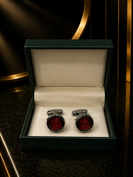 Axlon premium men's metal cufflink set with polished finish for formal shirts, business suits, weddings, parties, and special occasions.