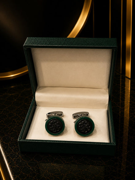 Axlon premium men's metal cufflink set with polished finish for formal shirts, business suits, weddings, parties, and special occasions.