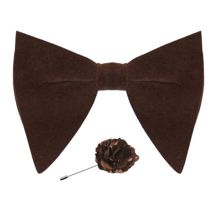 Axlon Premium Suede Fabric Butterfly Oversize Bow Tie Pre Tied Bowtie For Men With Flower Brooch Pin (Free Size)