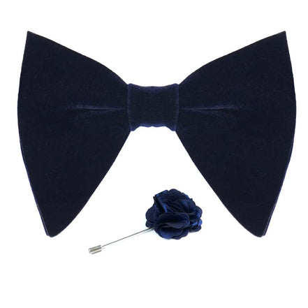 Axlon Premium Suede Fabric Butterfly Oversize Bow Tie Pre Tied Bowtie For Men With Flower Brooch Pin (Free Size)