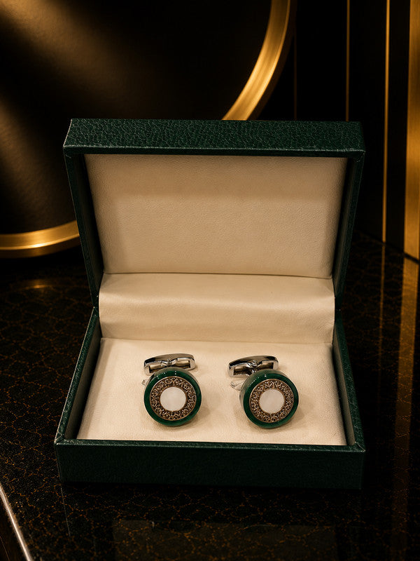 Axlon premium men's metal cufflink set with polished finish for formal shirts, business suits, weddings, parties, and special occasions.