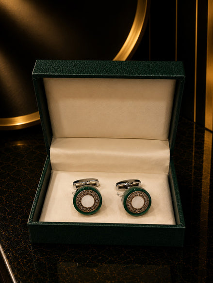 Axlon premium men's metal cufflink set with polished finish for formal shirts, business suits, weddings, parties, and special occasions.