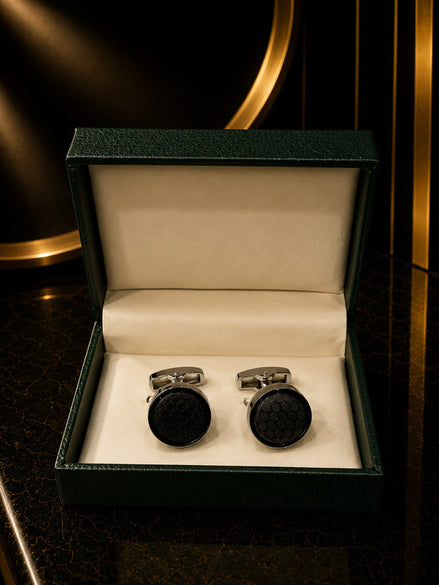Axlon premium men's metal cufflink set with polished finish for formal shirts, business suits, weddings, parties, and special occasions.