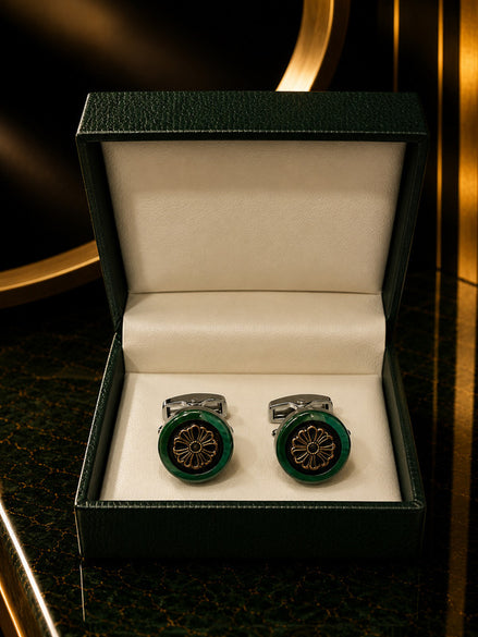 Axlon premium men's metal cufflink set with polished finish for formal shirts, business suits, weddings, parties, and special occasions.