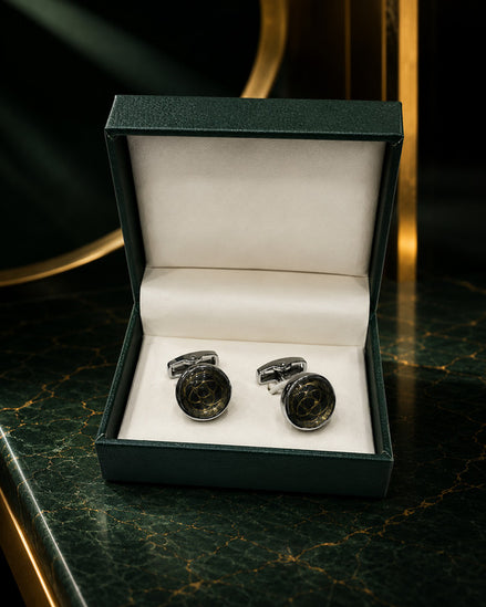 Axlon premium men's metal cufflink set with polished finish for formal shirts, business suits, weddings, parties, and special occasions.