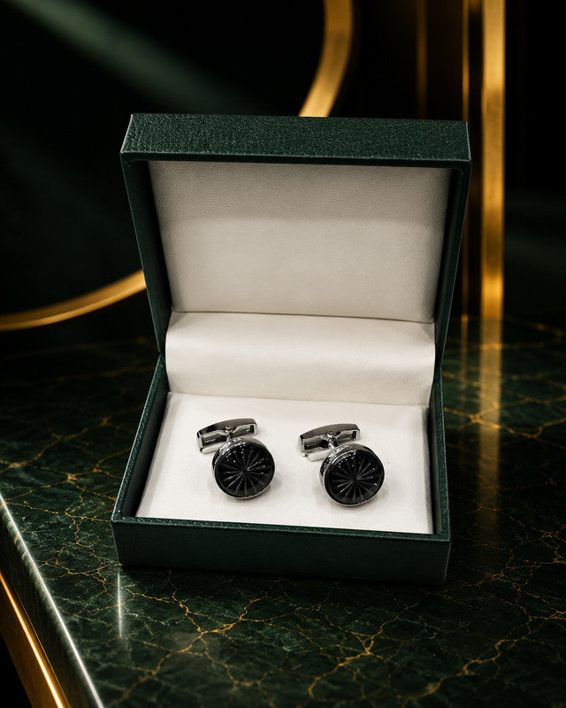 Axlon premium men's metal cufflink set with polished finish for formal shirts, business suits, weddings, parties, and special occasions.