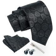 Axlon Tie for Men – Dotted Silk Neck Ties Set with Cufflinks Flower Pin, Pocket Square & Black Gift Box, Combo Necktie Sets for Office Wear, Formal Suits & Weddings (0, TPSTONEpn)