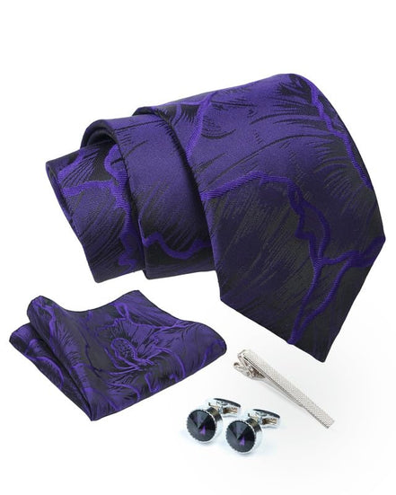 Axlon Tie for Men – Checkered Silk Neck Ties Set with Cufflinks Flower Pin, Pocket Square & Black Gift Box, Combo Necktie Sets for Office Wear, Formal Suits & Weddings (0, TPBflowerpn)