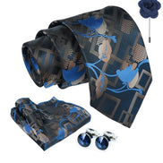 Axlon Tie for Men – Paisley Silk Neck Ties Set with Cufflinks Flower Pin, Pocket Square & Black Gift Box, Combo Necktie Sets for Office Wear, Formal Suits & Weddings (0, GPpn)