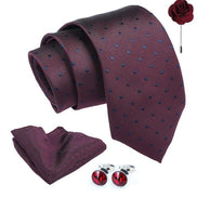 Axlon Tie for Men – Micro Silk Neck Ties Set with Cufflinks Flower Pin, Pocket Square & Black Gift Box, Combo Necktie Sets for Office Wear, Formal Suits & Weddings (0, bpolkapn)