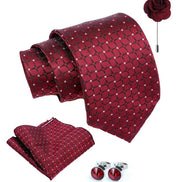 Axlon Tie for Men – Micro Silk Neck Ties Set with Cufflinks Flower Pin, Pocket Square & Black Gift Box, Combo Necktie Sets for Office Wear, Formal Suits & Weddings (0, DGSpn)