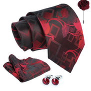 Axlon Tie for Men – Paisley Silk Neck Ties Set with Cufflinks Flower Pin, Pocket Square & Black Gift Box, Combo Necktie Sets for Office Wear, Formal Suits & Weddings (0, GPpn)