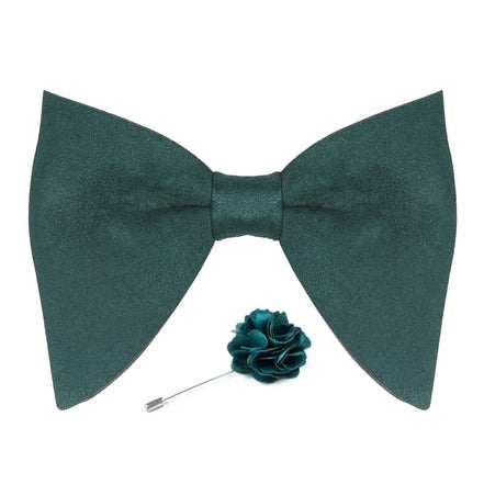 Axlon Premium Suede Fabric Butterfly Oversize Bow Tie Pre Tied Bowtie For Men With Flower Brooch Pin (Free Size)