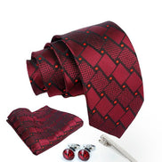 Axlon Tie for Men – Paisley Silk Neck Ties Set with Cufflinks Flower Pin, Pocket Square & Black Gift Box, Combo Necktie Sets for Office Wear, Formal Suits & Weddings (0, TPCheckpn)