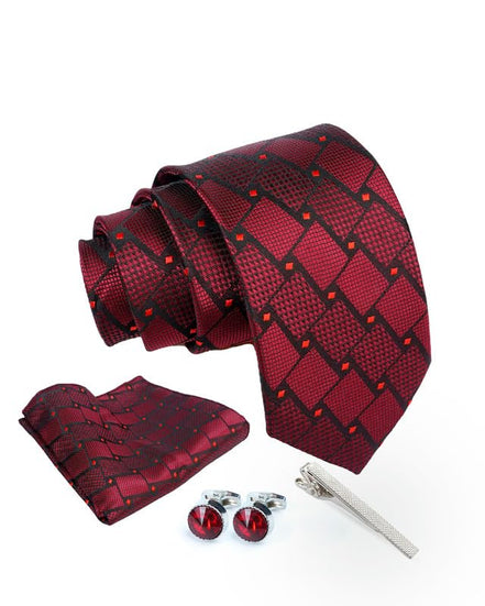 Axlon Tie for Men – Paisley Silk Neck Ties Set with Cufflinks Flower Pin, Pocket Square & Black Gift Box, Combo Necktie Sets for Office Wear, Formal Suits & Weddings (0, TPCheckpn)