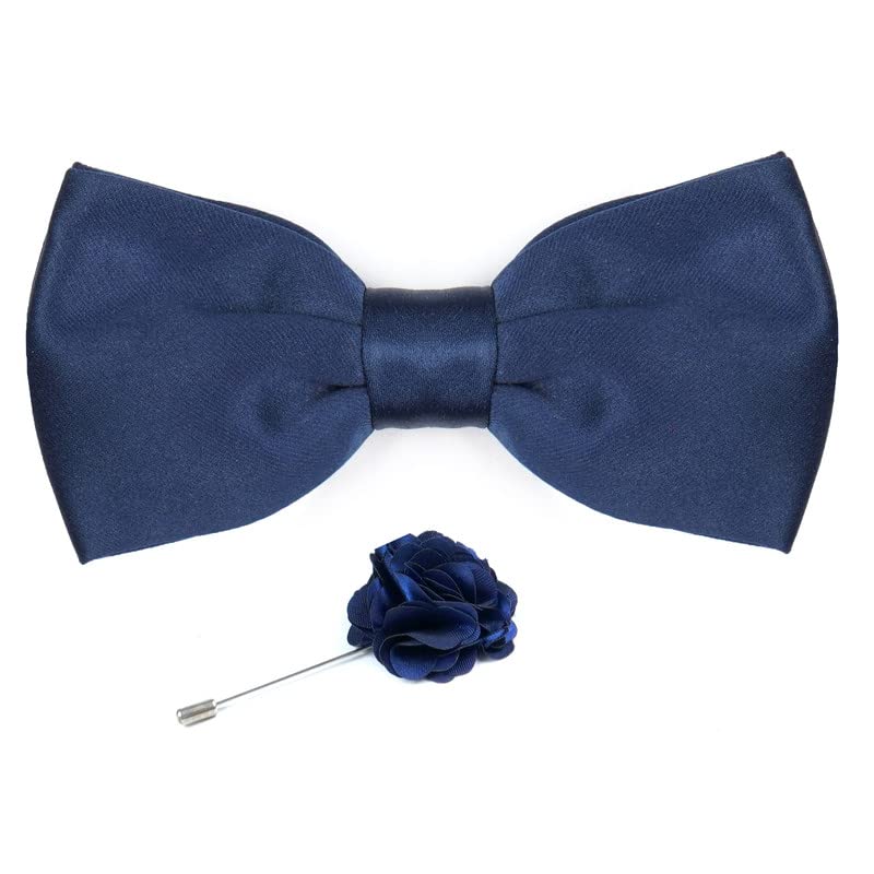 Axlon Premium Micro Fabric Bow Tie Pre Tied Bowtie For Men With Flower Brooch Pin (Free Size)