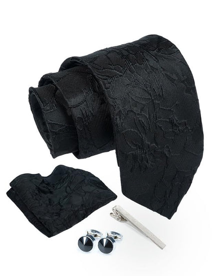 Axlon Tie for Men – Checkered Silk Neck Ties Set with Cufflinks Flower Pin, Pocket Square & Black Gift Box, Combo Necktie Sets for Office Wear, Formal Suits & Weddings (0, TPBflowerpn)