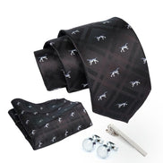 Axlon Tie for Men – Dotted Silk Neck Ties Set with Cufflinks Flower Pin, Pocket Square & Black Gift Box, Combo Necktie Sets for Office Wear, Formal Suits & Weddings (0, TPanmlpn)