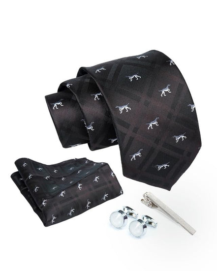 Axlon Tie for Men – Dotted Silk Neck Ties Set with Cufflinks Flower Pin, Pocket Square & Black Gift Box, Combo Necktie Sets for Office Wear, Formal Suits & Weddings (0, TPanmlpn)